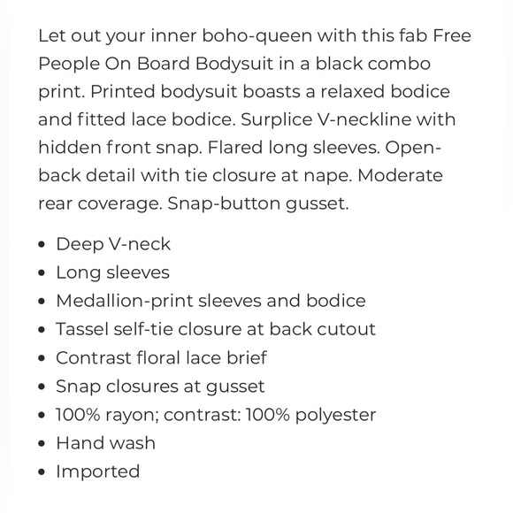 Free People, NWT, Size Medium Bodysuit - Picture 16 of 16